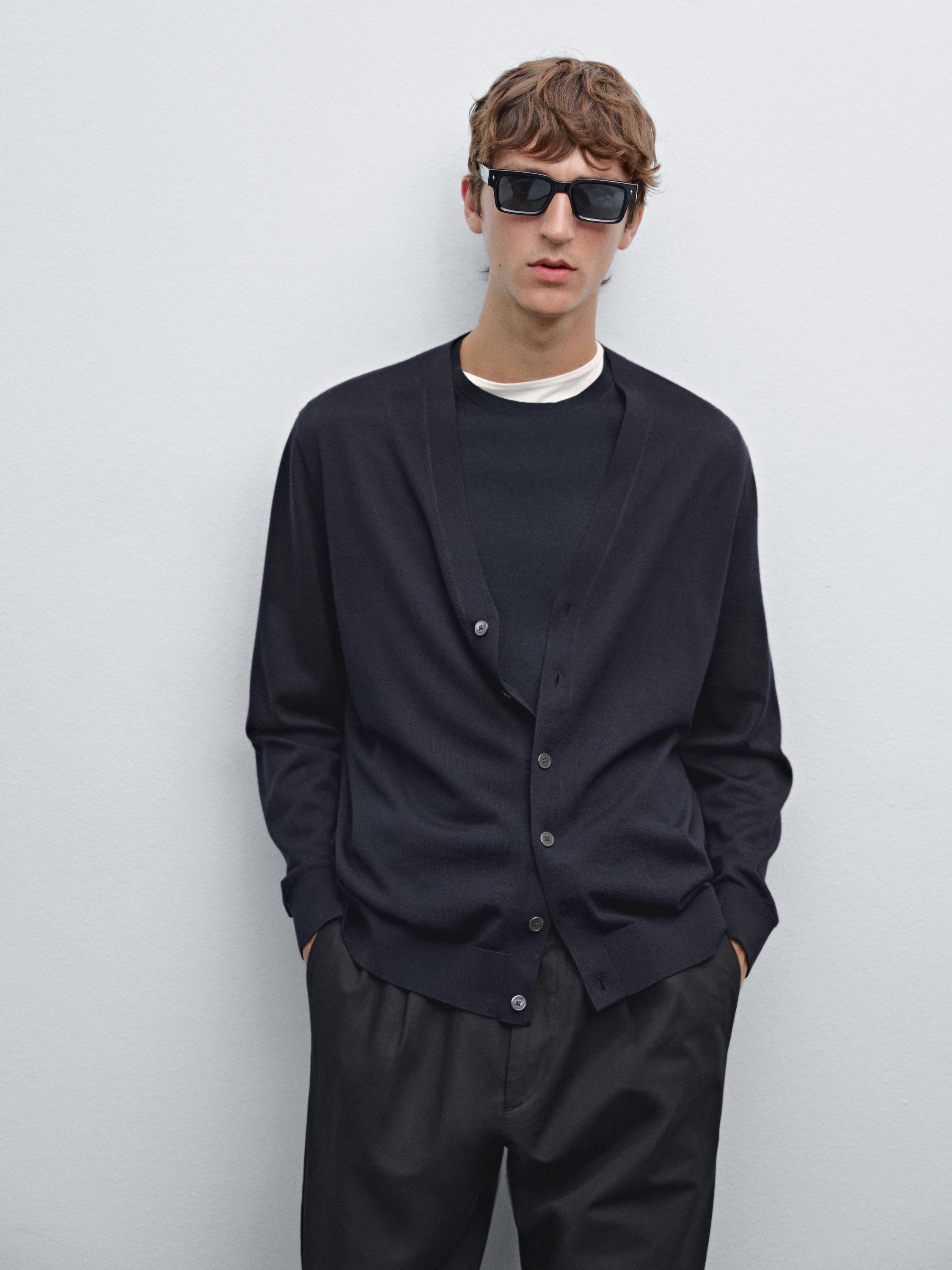 100% merino wool knit cardigan